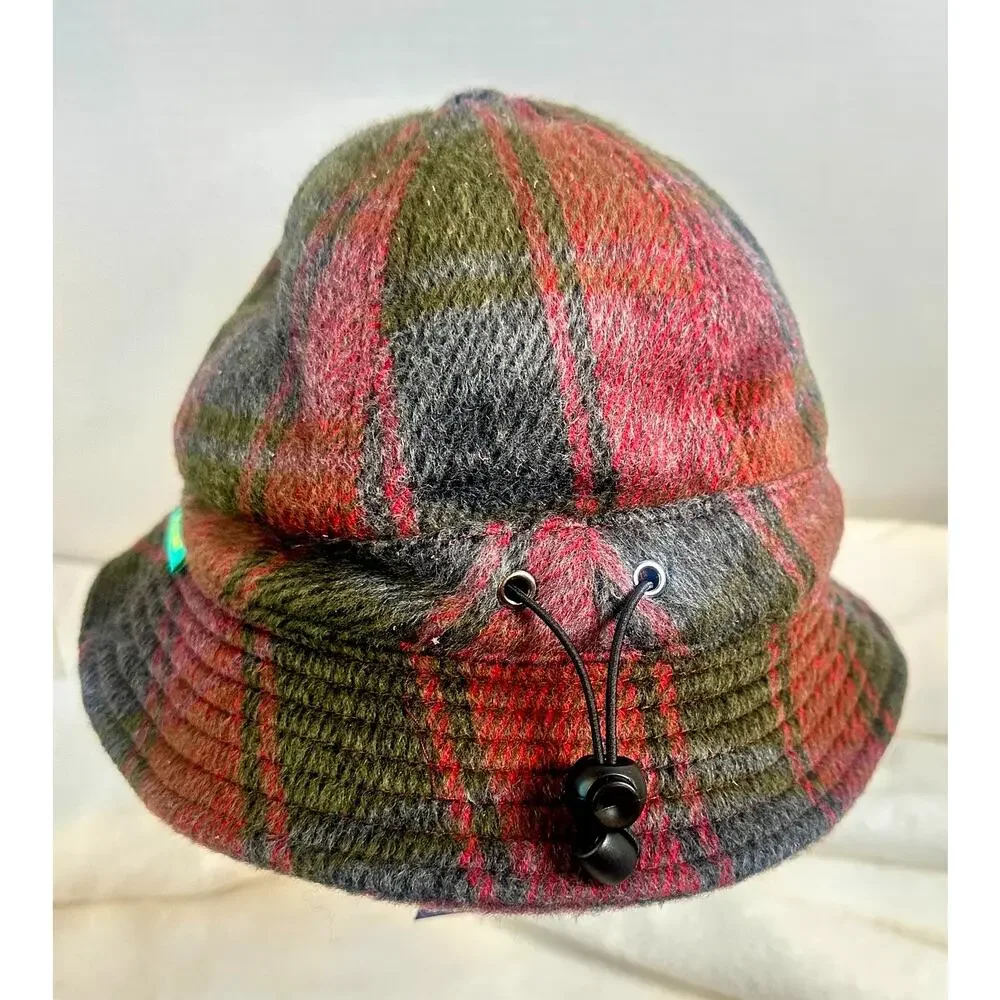 PACCBET Rassvet Plaid Fleece Lined Bucket Hat Made in Italy NWT Adjustable